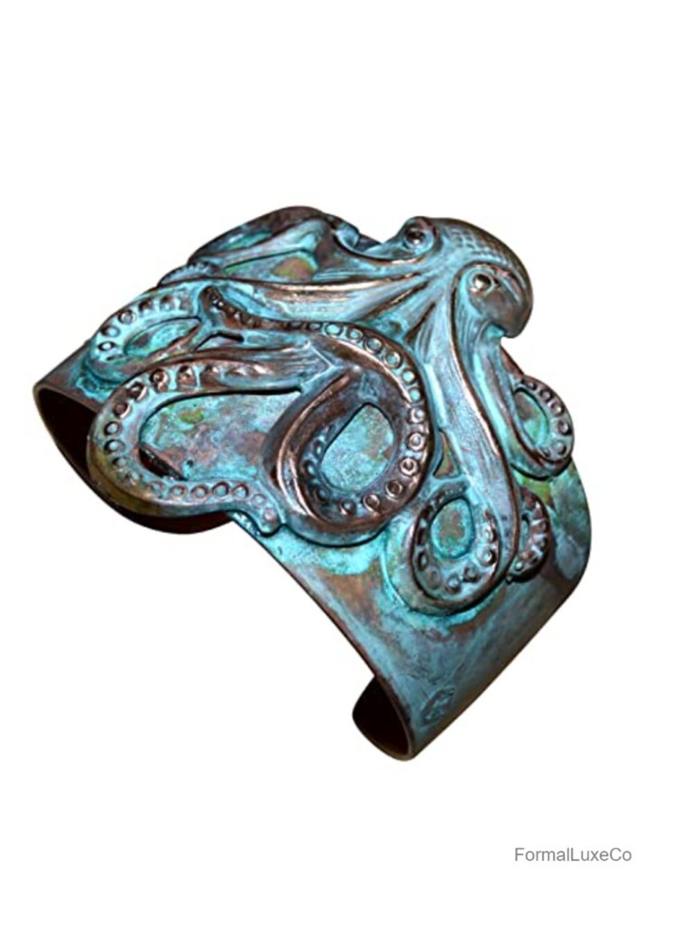 Solid Brass Octopus Cuff Bracelet - Artisan Patina Sculptural